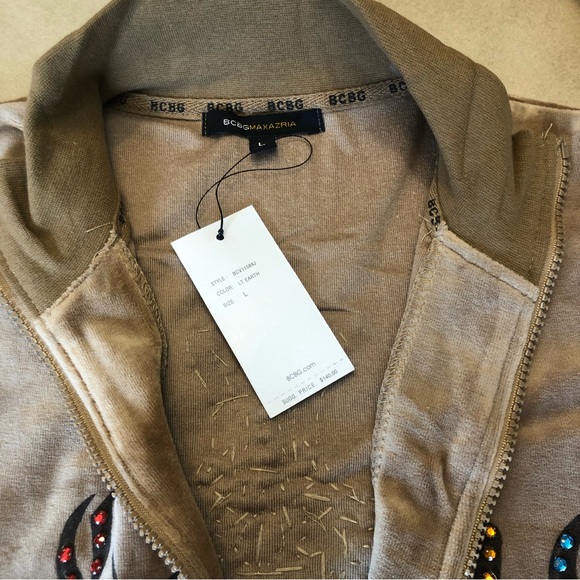 BCBG MAXAZRIA, Stone Detail Cross Zip up Track Suit Size Large - Picture 13 of 16